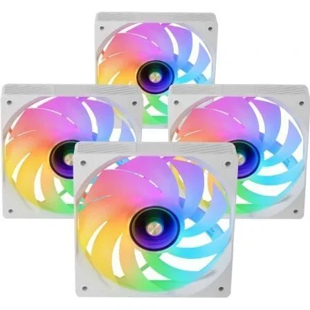 MARS GAMING Kit 4 Ventiladores PC Auxiliar MF-SI4KIT A-RGB Infinity Blanco - 4x Ventiladores Ultrasilenciosos ARGB con Mando a Distancia